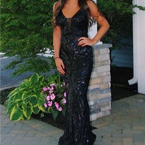 Black sequin prom dress